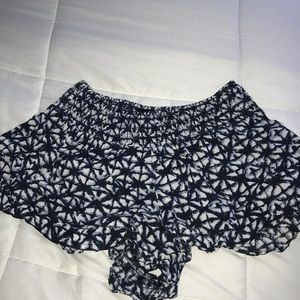 Blue and white patterned shorts